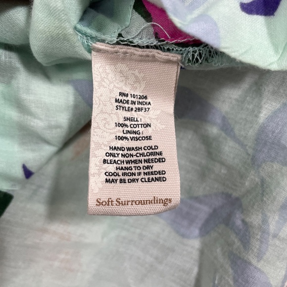 Soft Surroundings Large Floral Blouse Lightweight Long Sleeve Shell Button - Picture 4 of 5